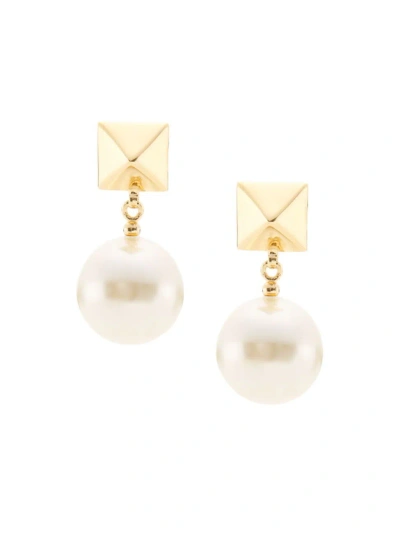 Valentino Garavani Women's Rockstud Faux Pearl Drop Earrings In Oro