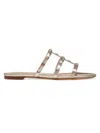 Valentino Garavani 5mm Rockstud Metallic Leather Flat Slide Sandals In Pink