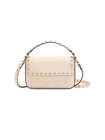 Valentino Garavani Women's Rockstud Grainy Calfskin Pouch In White