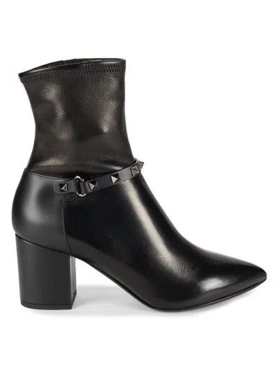 Valentino Garavani Women's Rockstud Leather Ankle Boots In Black