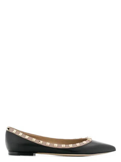 VALENTINO GARAVANI WOMEN'S ROCKSTUD LEATHER BALLET FLATS