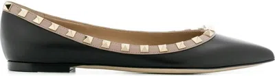 VALENTINO GARAVANI WOMEN'S ROCKSTUD LEATHER BALLET FLATS