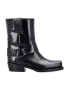 Valentino Black Leather Biker Rockstud Ankle Boots In Black