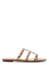 Valentino Garavani Women Rockstud Leather Flat Sandals In Leather Brown