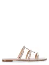 Valentino Garavani Women Rockstud Leather Flat Sandals In Powder