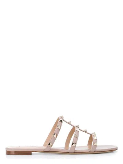 VALENTINO GARAVANI WOMEN'S ROCKSTUD LEATHER FLAT SANDALS