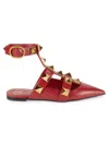 Valentino Garavani Valentino Women's Rockstud Leather Flats In Red