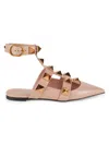 Valentino Garavani Valentino Women's Rockstud Leather Flats In Rose Cannelle
