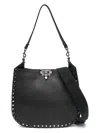 Valentino Garavani Women Hobo Rockstud Leather Shoulder Bag