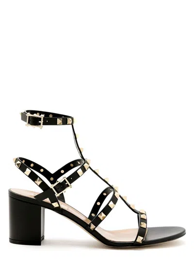 Valentino Garavani Women's Rockstud Leather Sandals In Black