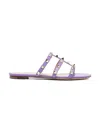 Valentino Women's Rockstud Leather Slides In Lilac