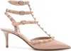 Valentino Garavani Rockstud Patent Leather Slingback Pumps In Powder