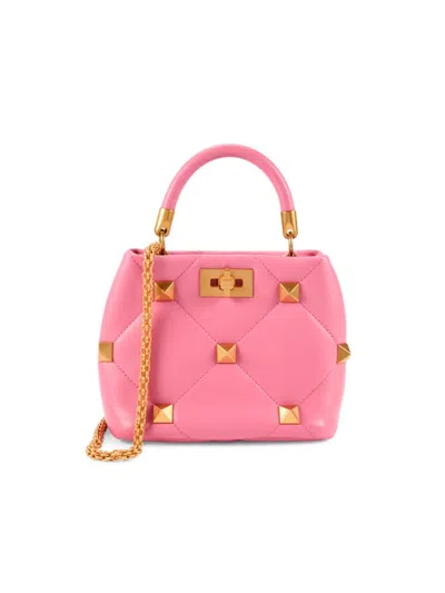 Valentino Garavani Women's Rockstud Leather Top Handle Bag In Flamingo Pink
