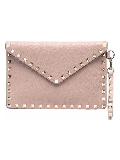 Valentino Garavani Women's Rockstud Medium Flat Pouch In Poudre