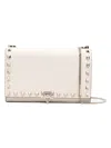 Valentino Rockstud Leather Crossbody Bag In Ivory