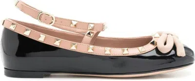 Valentino Garavani Women's Rockstud Patent Leather Ballet Flats In Black