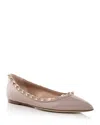 Valentino Rockstud Patent Leather Ballet Flats In Poudre