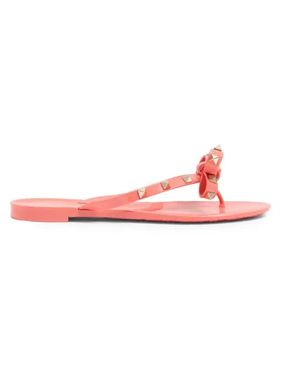 Valentino Garavani Rockstud Thong Sandals Bow Studs In Pink