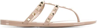 VALENTINO GARAVANI WOMEN'S ROCKSTUD RUBBER THONG SANDALS