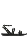 Valentino Torchon Rope-trimmed Studded Leather Sandals In Nero