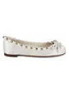 Valentino Rockstud Ballerina Flat In White