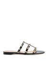 Valentino Rockstud Leather Sandals In Black