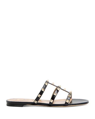 Valentino Garavani Women's Rockstud Slide Sandals In Black