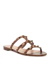 Valentino Garavani Rockstud Flat Metallic Nappa Slide Sandal Woman Bronze 41 In Bronze