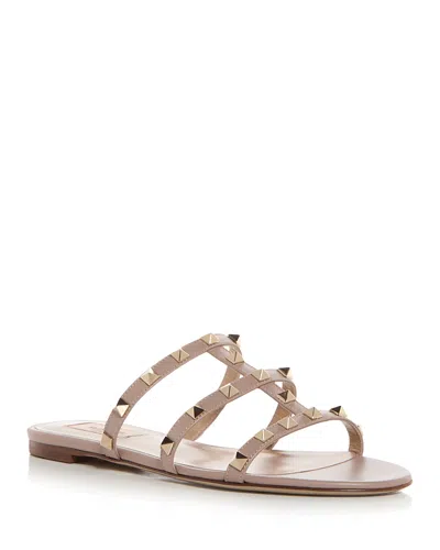 Valentino Garavani Women's Rockstud Slide Sandals In Neutral