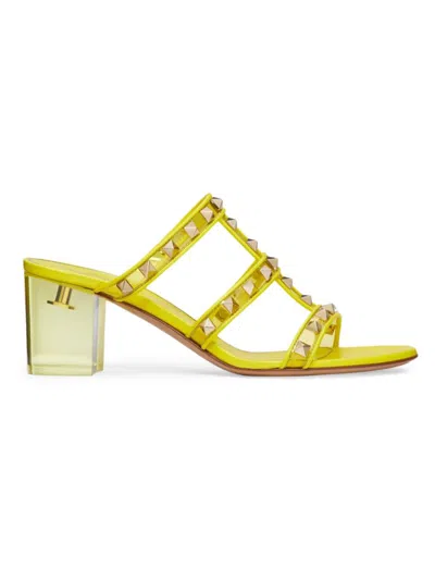 Valentino Garavani Women's Rockstud Slider Sandals In Polymer Material With Plexi Heels 60 Mm In Yellow