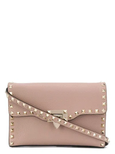 Valentino Garavani Women's Rockstud Small Leather Shoulder Bag In Powder