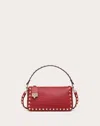 Valentino Garavani Small Rockstud Grainy Calfskin Crossbody Bag Woman Rosso  Uni In Rossov