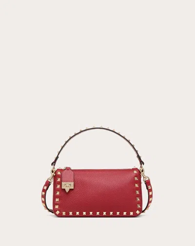 Valentino Garavani Calf Leather Rockstud Cross-body Bag In Red