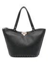 Valentino Garavani Women Rockstud Small Leather Tote Bag In Black