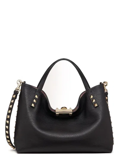 Valentino Garavani Women's Rockstud Small Tote In Nerorosequ