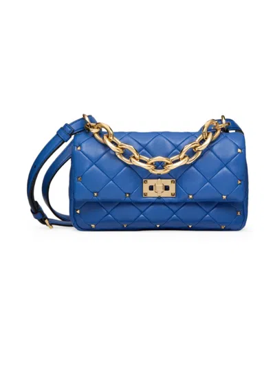 Valentino Garavani Women's Rockstud Spike In Nappa Patchwork Bag In Blue