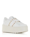 Valentino Garavani Flatform Rockstud Untitled Trainer In Calfskin And Wool Woman White 39 In White