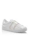Valentino Garavani White Leather Rockstud Untitled Sneakers In White/gold Studs