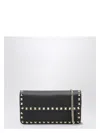 Valentino Rockstud Grainy Leather Wallet On Chain In Black