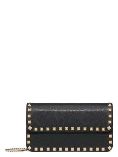 Valentino Garavani Women's Rockstud Wallet W/strap In Nero