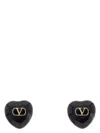 Valentino Black Enamel And Metal Coeur Royal Earrings