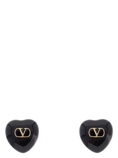 VALENTINO GARAVANI WOMEN'S ROYAL BLACK HEART EARRINGS