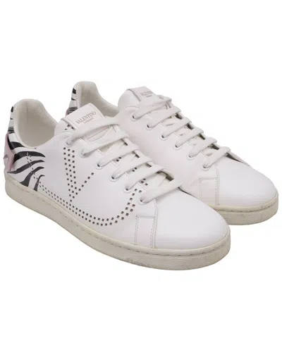 Valentino Garavani Valentino Women's Rubber Vlogo Backnet Zebra-print Sneaker (authentic Pre-  Loved) In White