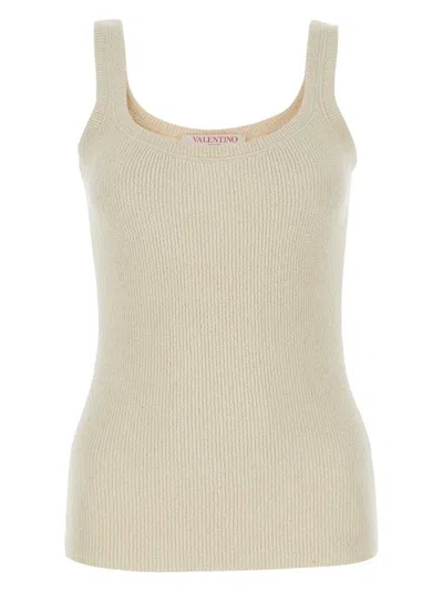 Valentino Garavani Sand Silk Tank Top In Neutral