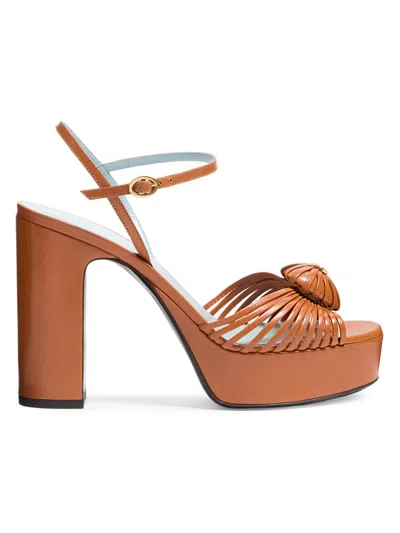 Valentino Garavani Orange Leather Vlogo Signautre Sandals In Multi