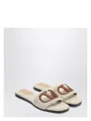 Valentino Garavani Sandalo Slide Vlogo Cut-out In Shearling Women