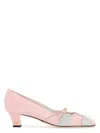 Valentino Embellished Bow Detail Pumps With Low Block Heel In Pink