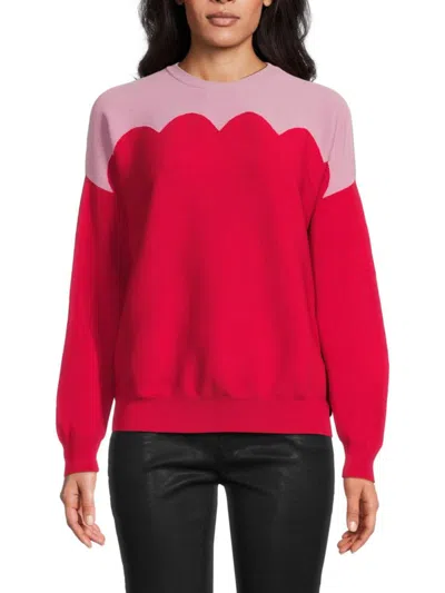 Valentino Women's Scalloped Print Sweater In Pink