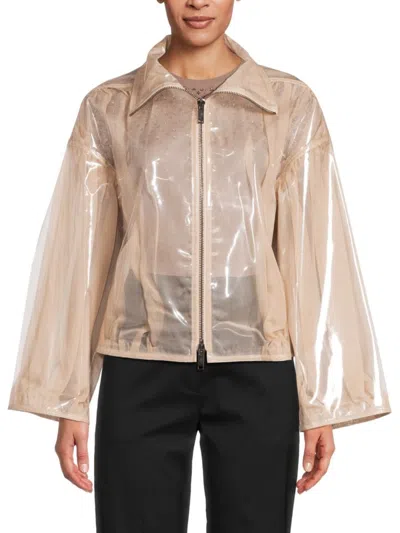 Valentino Women's See Through Zip Jacket In Sand