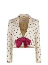 Valentino Bow-embellished Polka-dot Silk-shantung Jacket